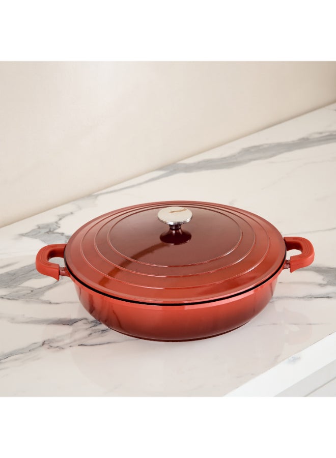 Home Box Red Cast Aluminium Casserole with Lid - 32 cm - Image 2